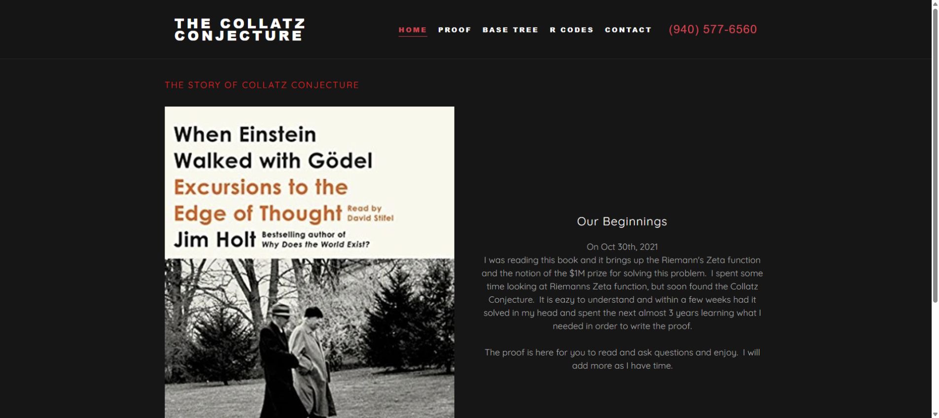 Collatz Conjecture: Public homepage, October 2026