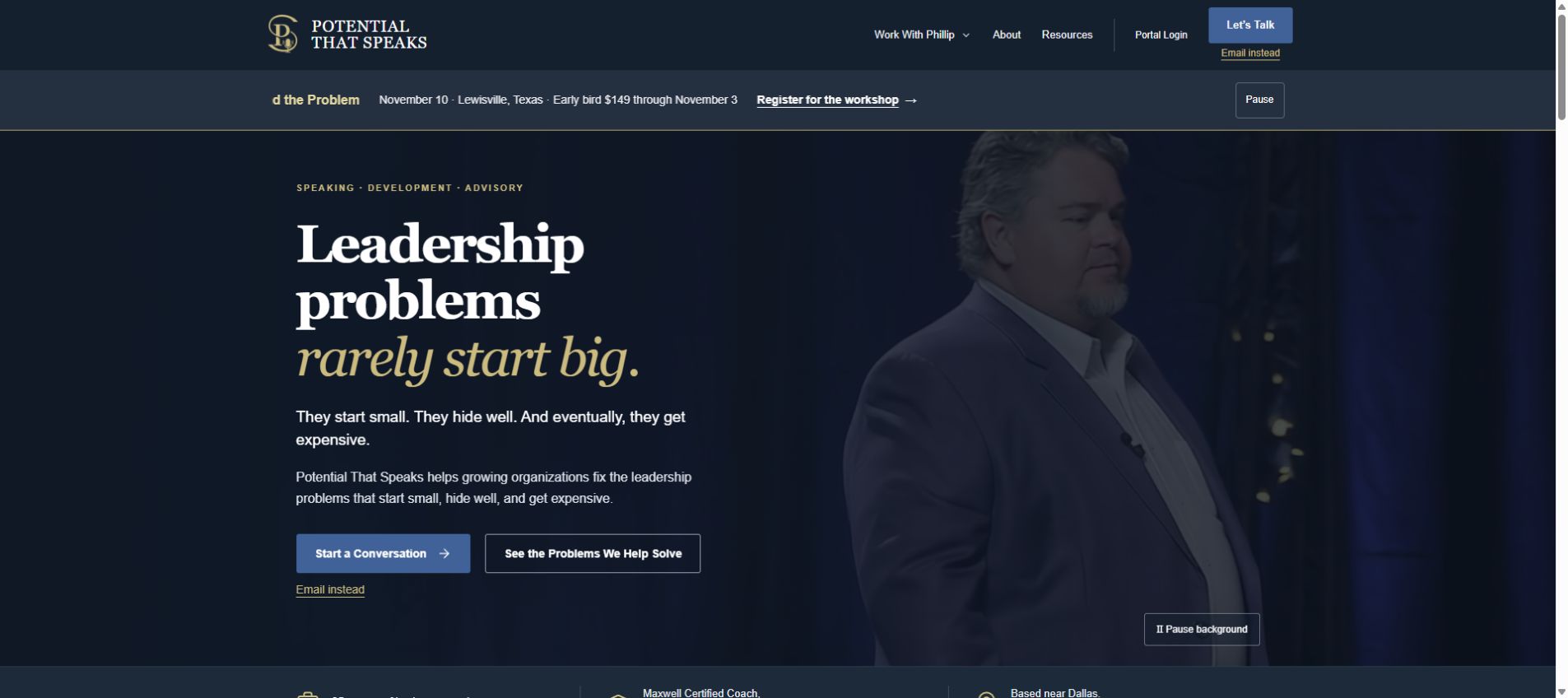 Potential That Speaks: Public client homepage, October 2026