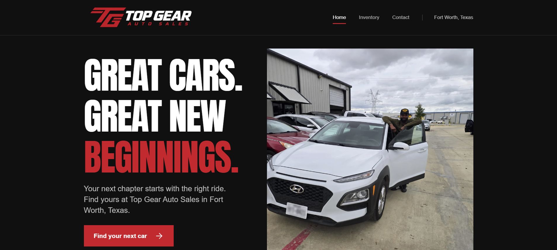 Top Gear DFW: Public client homepage, October 2026