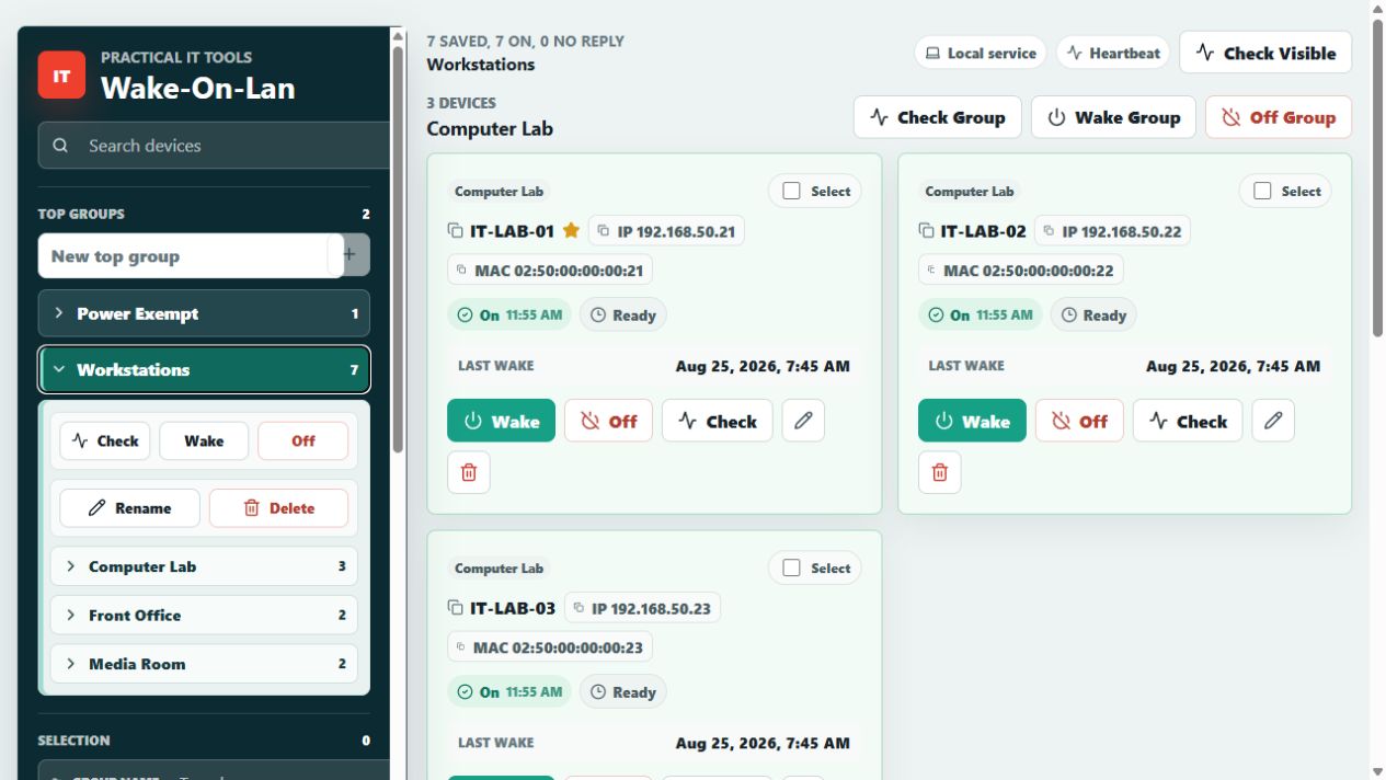Wake-On-Lan: Wake-On-Lan product screen